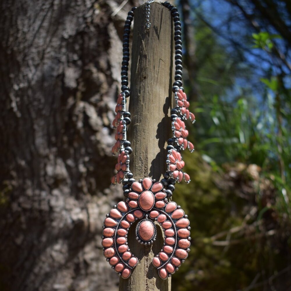 Pink Squash Blossom Necklace